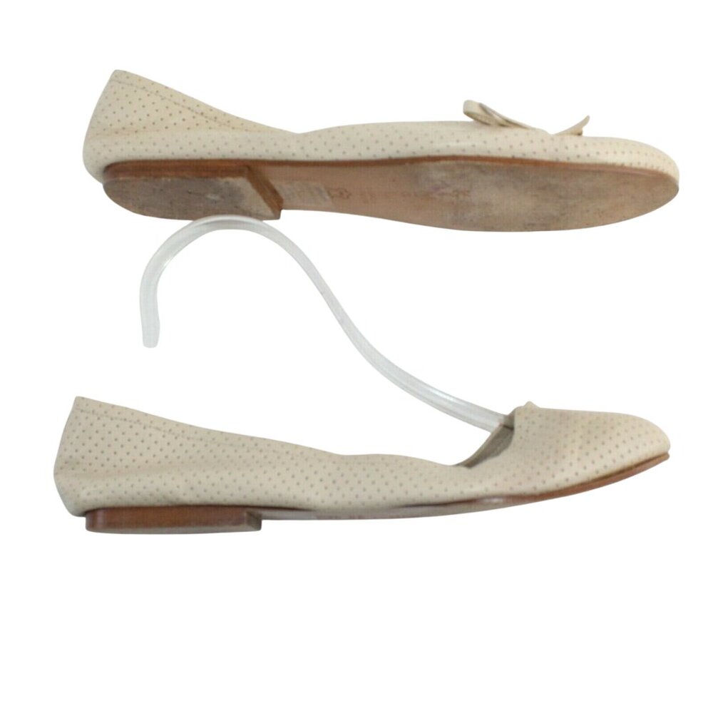 Kimel Design Studio Womens 8.5M Beige Leather Small Dot Pattern Bow Ballet Flats - Picture 5 of 10